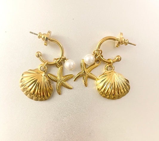 Sea Shell and Star Earrings