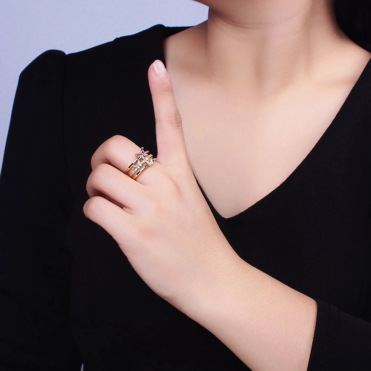Butterfly Mariposa Triple Band Ring