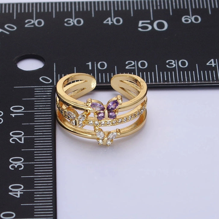 Butterfly Mariposa Triple Band Ring